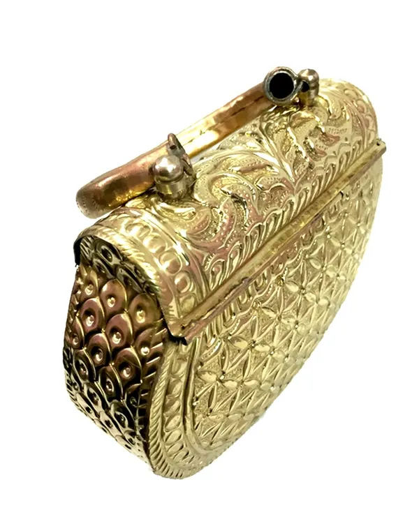Golden Brass Metal Ethnic Handbag for Women 002